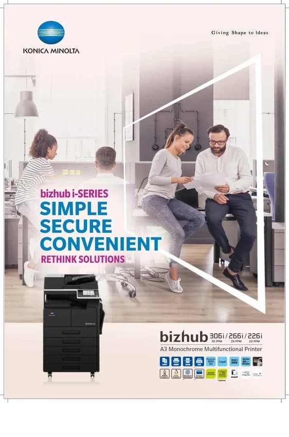 Konica Minolta Bizhub 226i Monochrome Multifunction Printer (Print, Scan, Copy) - 25 ppm