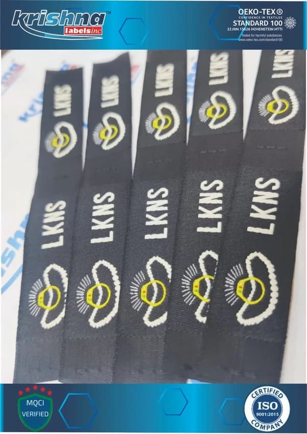 Black Cotton Woven Labels Made In Usa, Packaging Type: Packet, Soft Ultrasonic Cut
