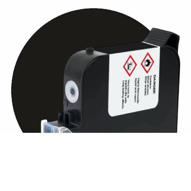 SONIC INDUSTRIES 1 Inch Black Premium Solvent Ink Cartridge - Prints on Any Surface (25mm)