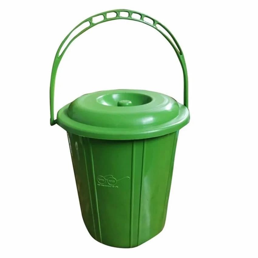 Open Top Cylindrical Green Plastic Dustbin, For Home, Capacity: 10 Litre