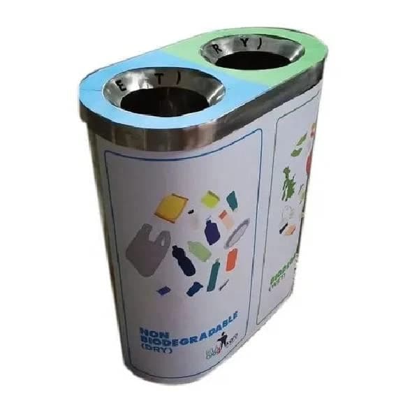 Stainless Steel Printed Duo Dustbin