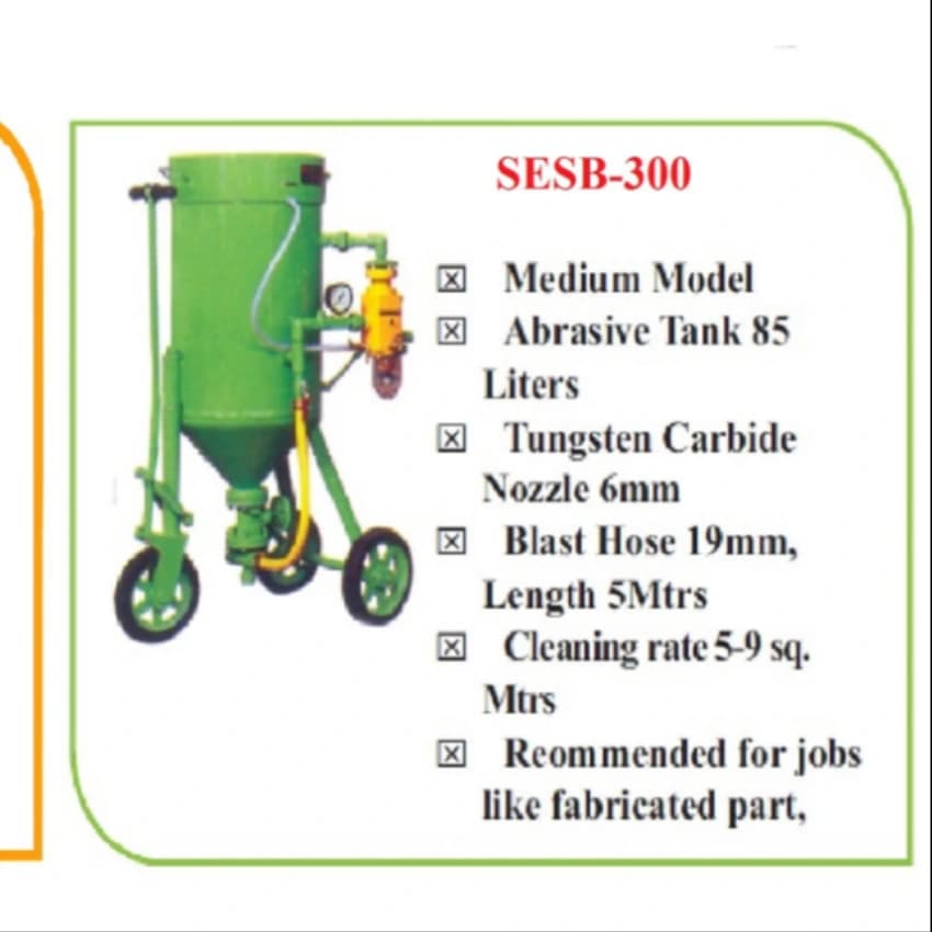 Portable Sand Blaster Machine, 200 Kg, 3 Hp