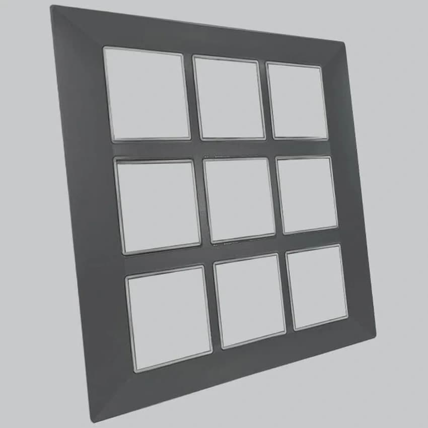 Space Grey Vivid Silver Line Modular Plate - 8 Module Plate, Finish Type: Glass