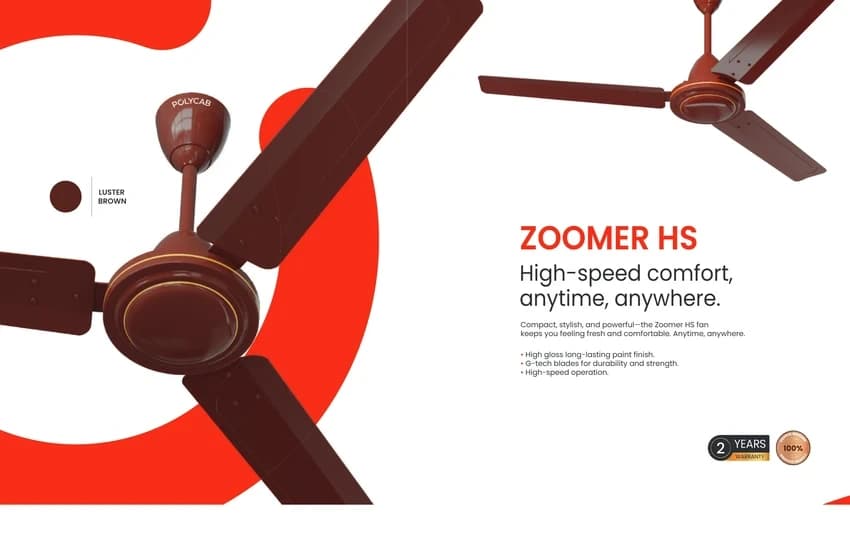 3 Polycab Fans Zoomer, 1200 mm