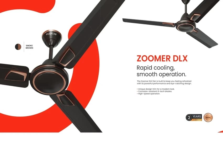 3 Polycab Zoomer Dlx Fan, 1200 mm