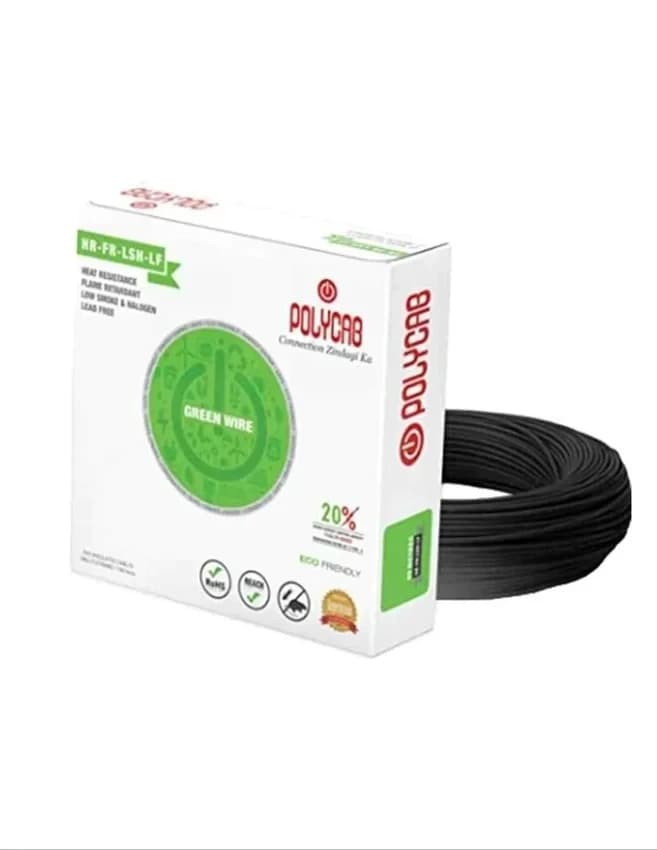 Polycab 1.5 Sqmm, 2 core Pvc Insulated & Sheathed Copper Flexible Cable Black (100 Meters)