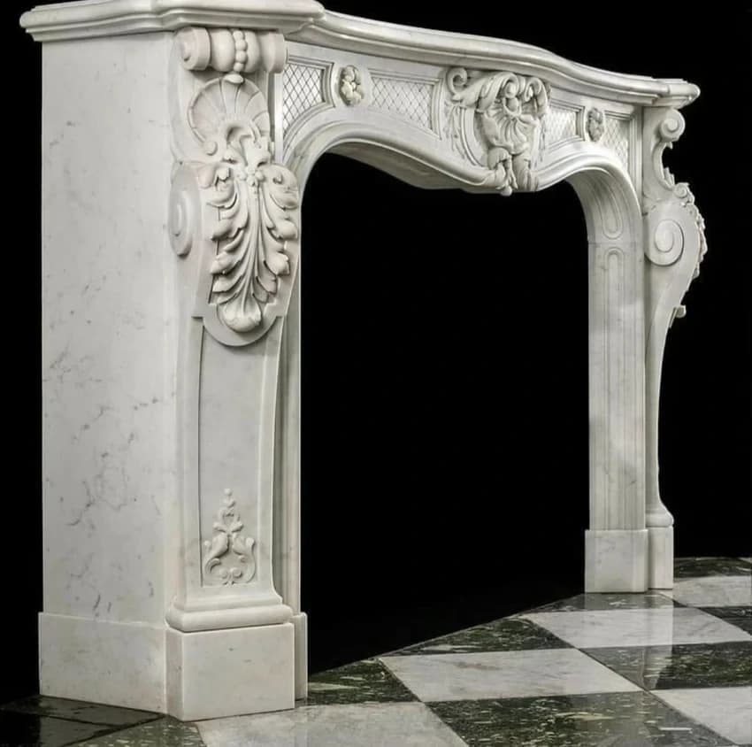 Square 6 Feet Marble Fireplace