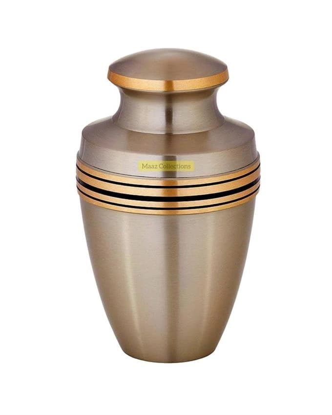 Round Aluminium Adult Solid Brass Cremation Urn For Ashes