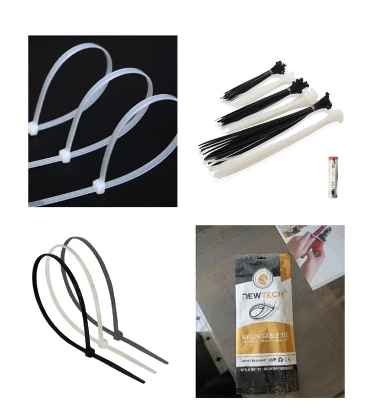 NEW TECH Black and Natural White 100mm Nylon Cable Ties, Packaging Size: 100pcs