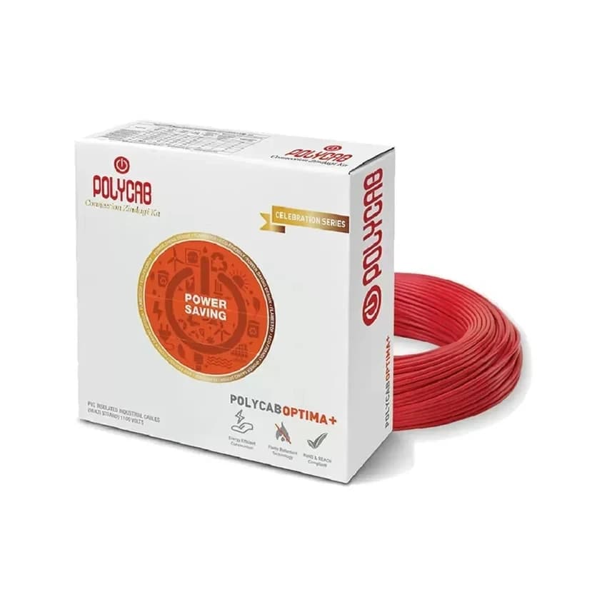 Polycab 1 Sqmm Single Core FRLS Red Copper PVC Insulated Flexible Cable, Length: 100 m