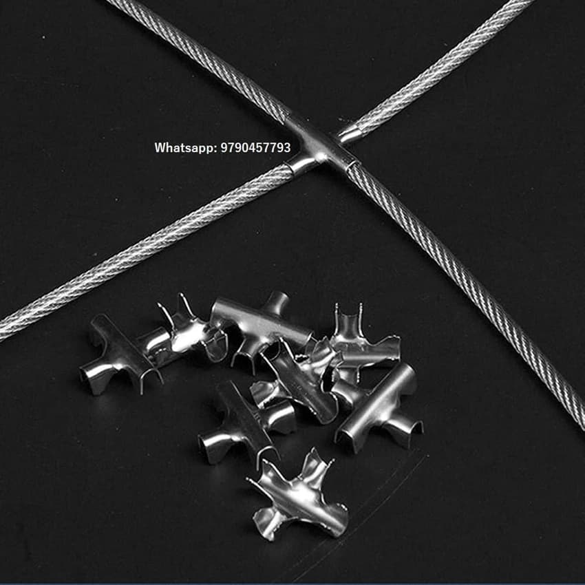 Cross Cable Clip Stiffener Clamps for Wire Rope, Invisible Net Buckle Stainless Steel SS304 Grade 50 Nos | Sparesdeal