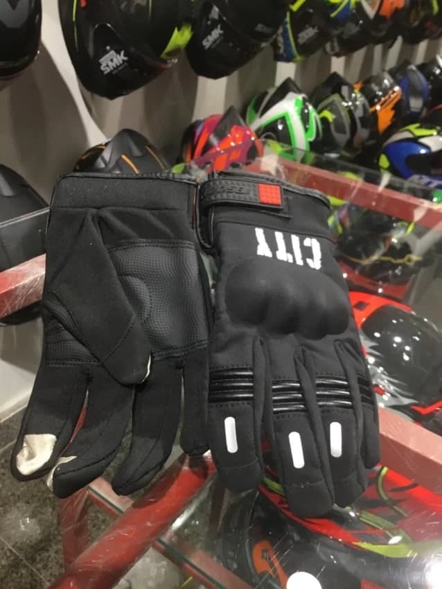 Full Fingered Black City Riding Gloves, Jacquard