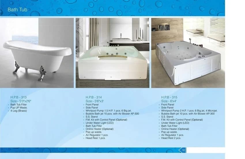 Acrylic Massage Bath Tubs