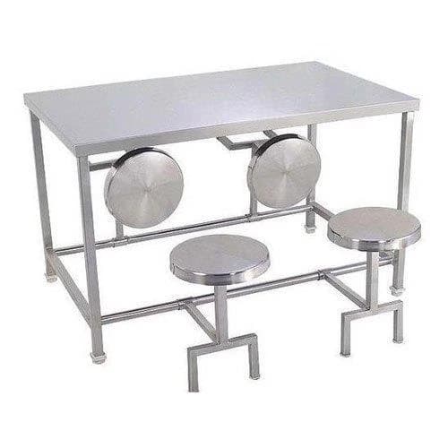 Silver Stainless Steel Foldable Dinning table, Shape: Rectangle