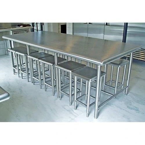 Polished Stainless Steel Dinner Table