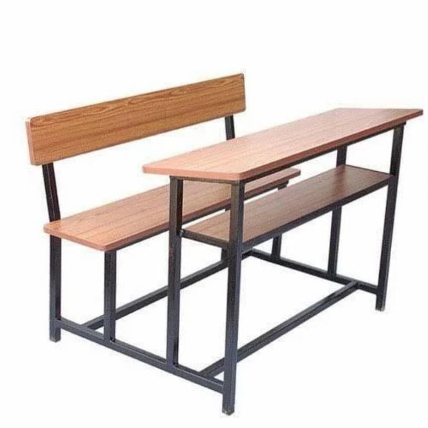 Mild Steel Wooden School Table, 2 Seater