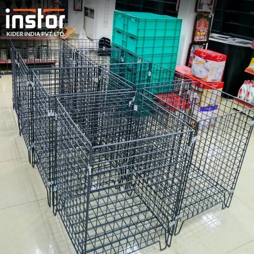 Metallic Chrome Finish Metal Cage Pallets, Size/Dimension: Rectangular