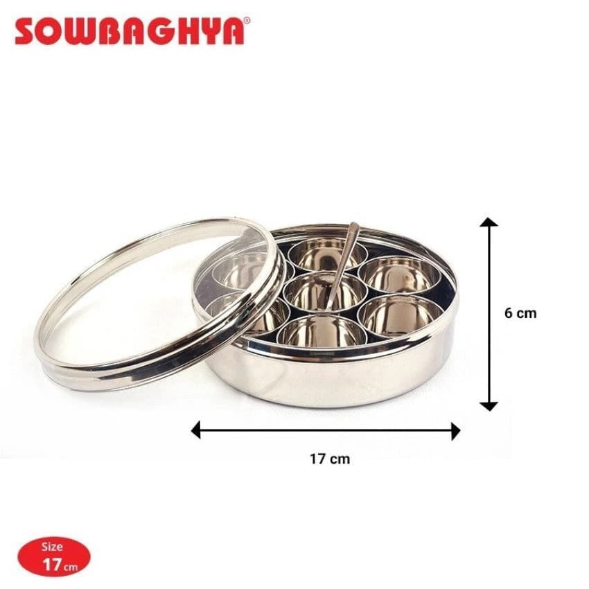 SS Container Masala Spice Box (Small: 17 cm dia), For Kitchen