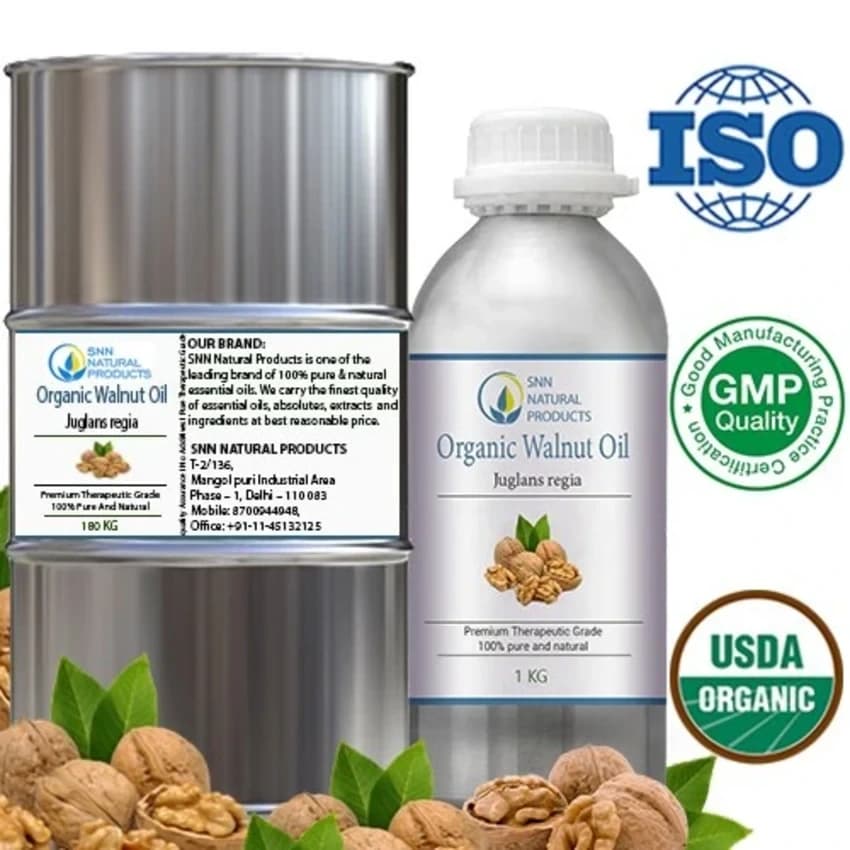 Juglans Regia Cold Pressed Organic Walnut Oil, For Cosmetics