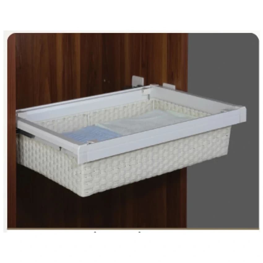 White Plastic Excellenza Rattan Basket, Size: 564x478x165 Mm