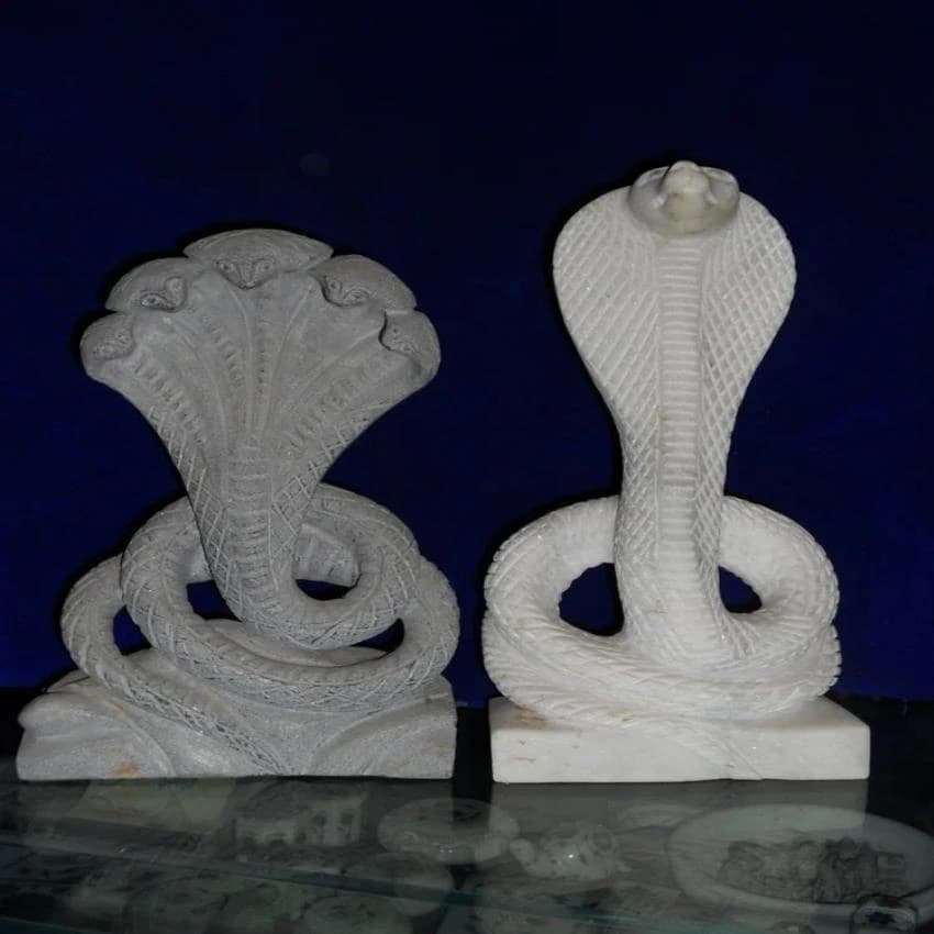 White Marble Snake Statue