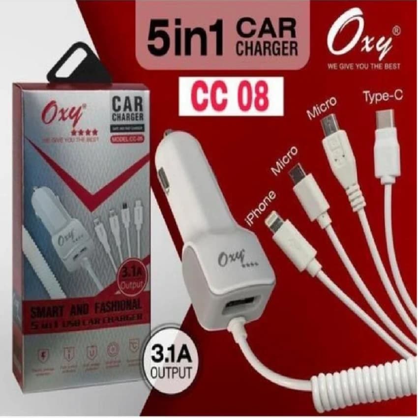 Current: 4A 5 In 1 Car Multi Charger, 4 Port