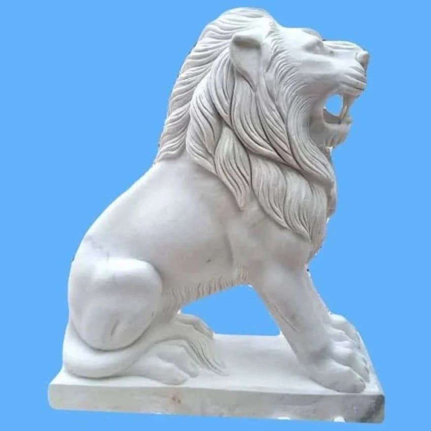 White Marble Lion, For Exterior Decor, Size: 2