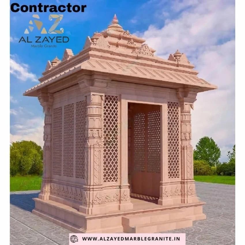 17 Feet Red Sandstone Temple for Socity, Design: Antique