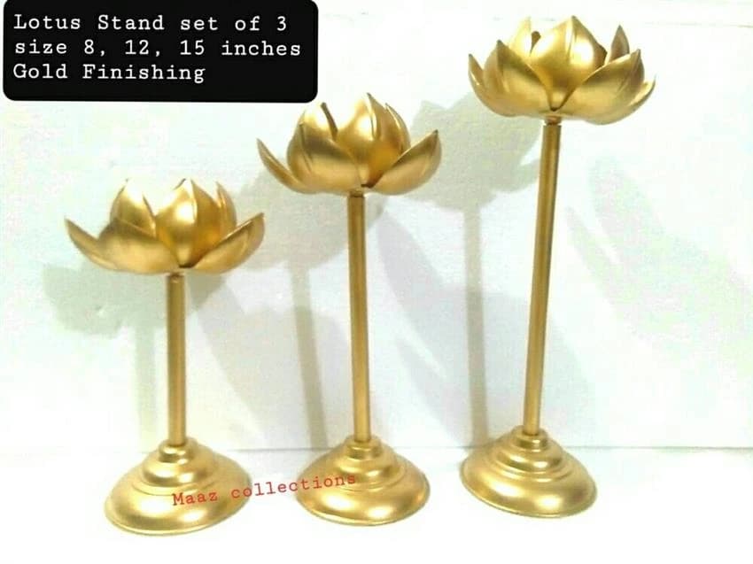 Iron Table Top Lotus Stand T-Light Candle Holder, Size/Dimension: 8 Inches 12 Inches 15 Inches