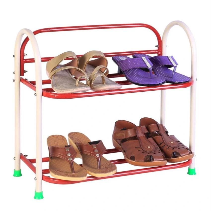 Patelraj 2 Shelf Mild Steel White and Red Patelraj Shoe Rack