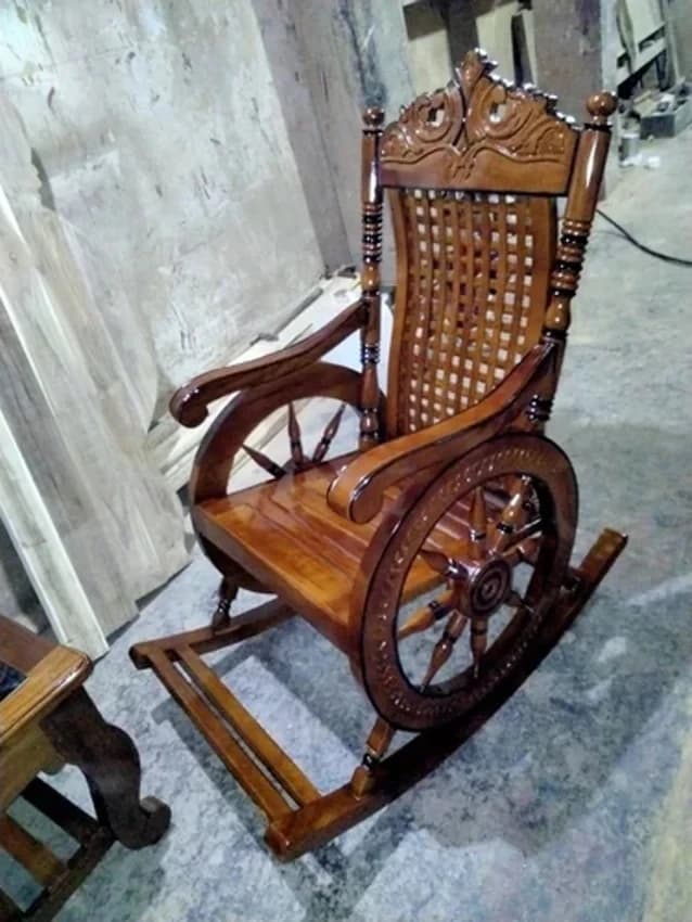 Oak Wood Wooden Rocking Chair, Without Cushion