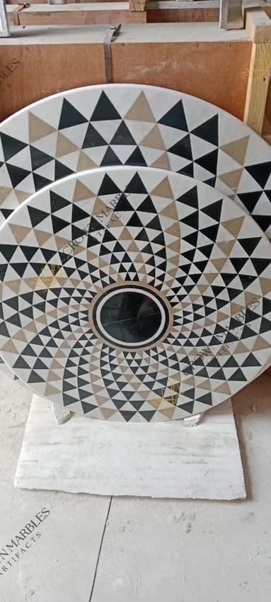 White Inlay Marble Table Top, Size: 3x6 Feet