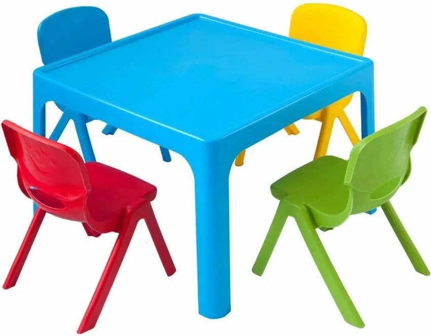 Yellow Plastic FRP Square Table, Child Age Group: 2-10