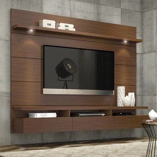 Brown Wall Mounted Wooden TV Cabinet