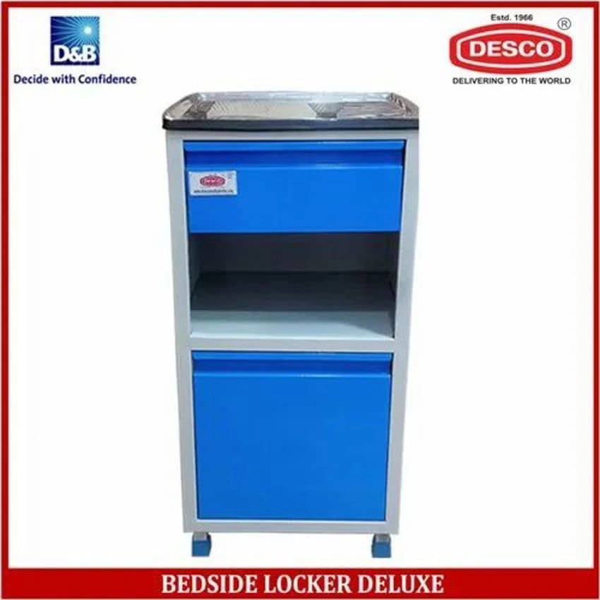 Blue Mild Steel Bedside Locker Deluxe Desco, Size: 40 cm L X 40 cm W X 82 cm H