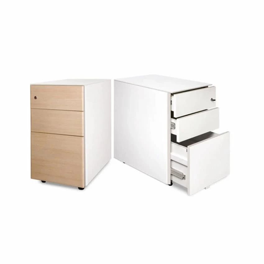 Meta,Wooden Powder Coated Free Standing Ped with Castors Pedestal, For Office
