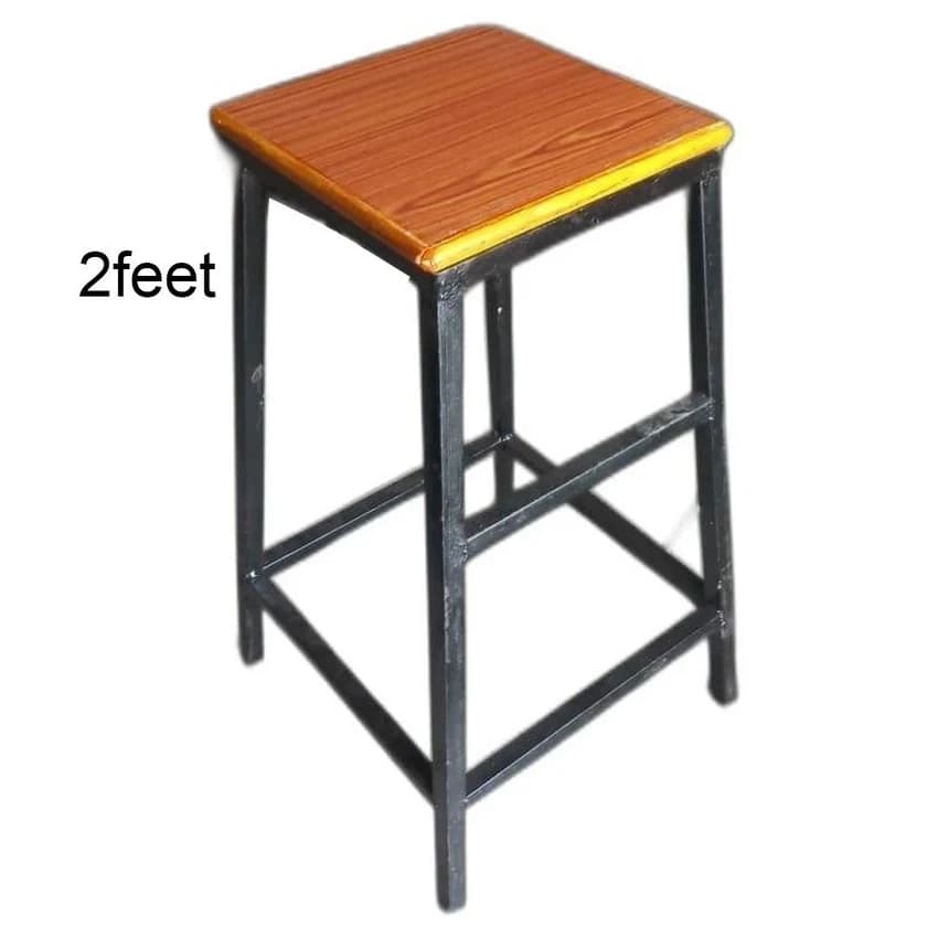 Color Coated Square 2 Feet Wrought Iron Stool, Size: 15x15inch (top Size)
