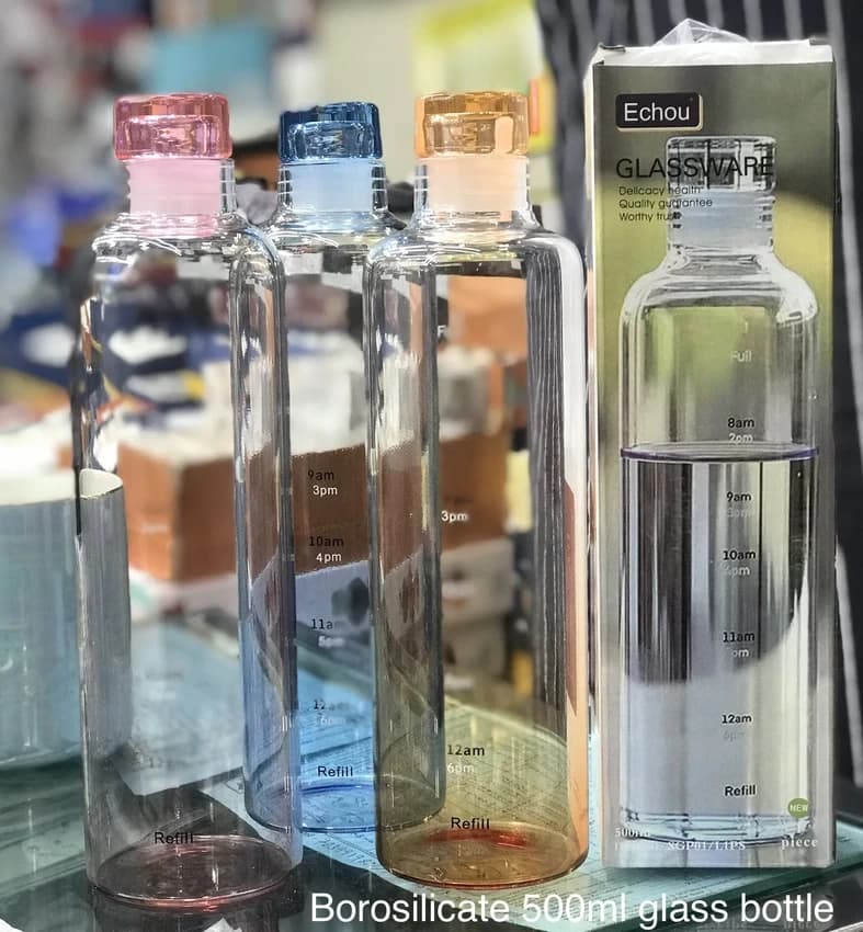Glass Water Bottle 500Ml Borosilicate