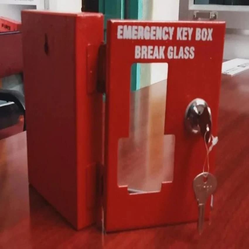 ABC Metal EMERGENCY KEY BOX WITH HAMMER WITH GLASS, For School