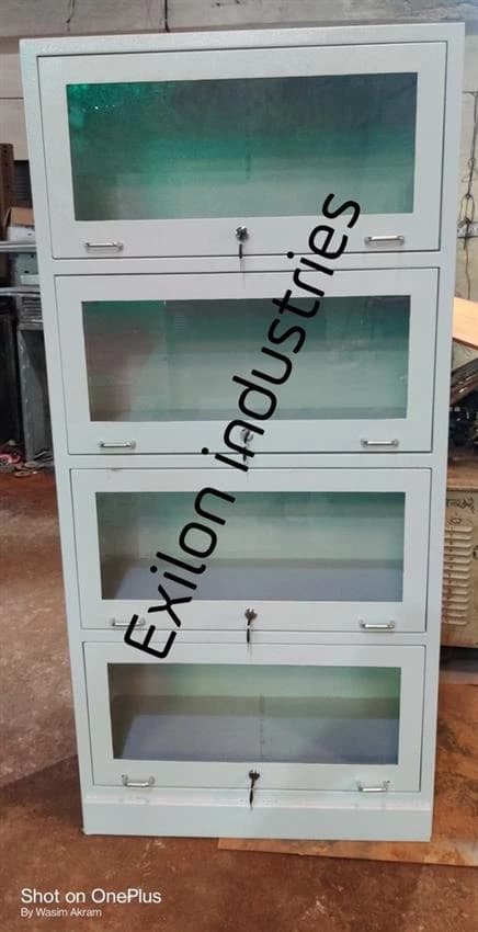 Powder Coated Mild steel 4 Door Bookcase, Free Standing, Size: 5.5x2.5x1.2