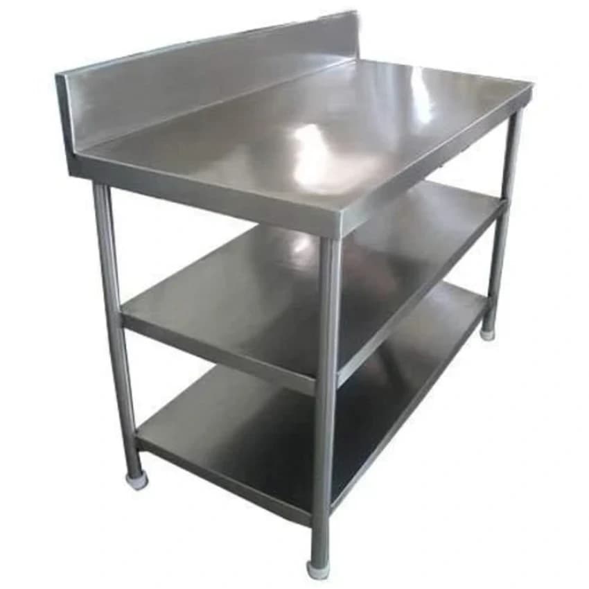 Polished Silver Stainless Steel Work Table