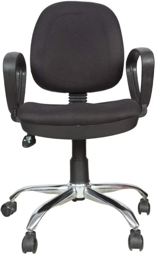 Fabric Visitor Office Revolving Chair, Black
