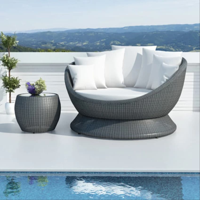 Single Bed Outdoor Round Wicker Day Beds