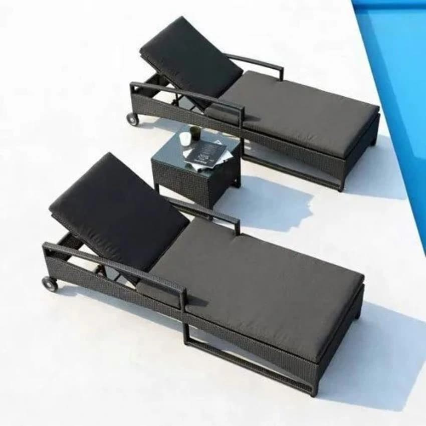 Wicker Black Beach Sun Lounger