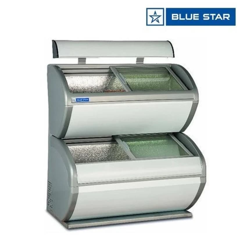 Glass DDF420E Blue Star Double Decker Display Freezer, For Commercial