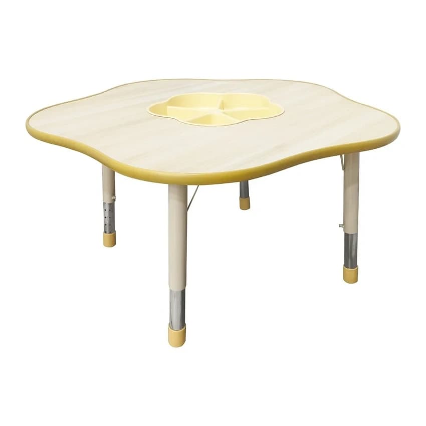 Flower Adjustable Wooden Table With Storage