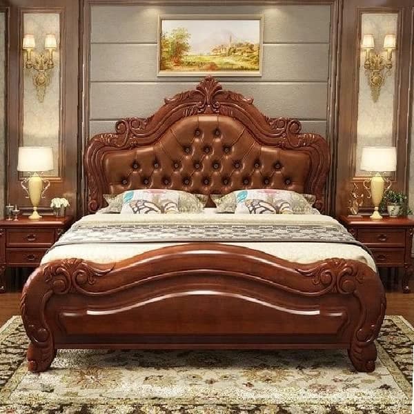 Solid wood double bed