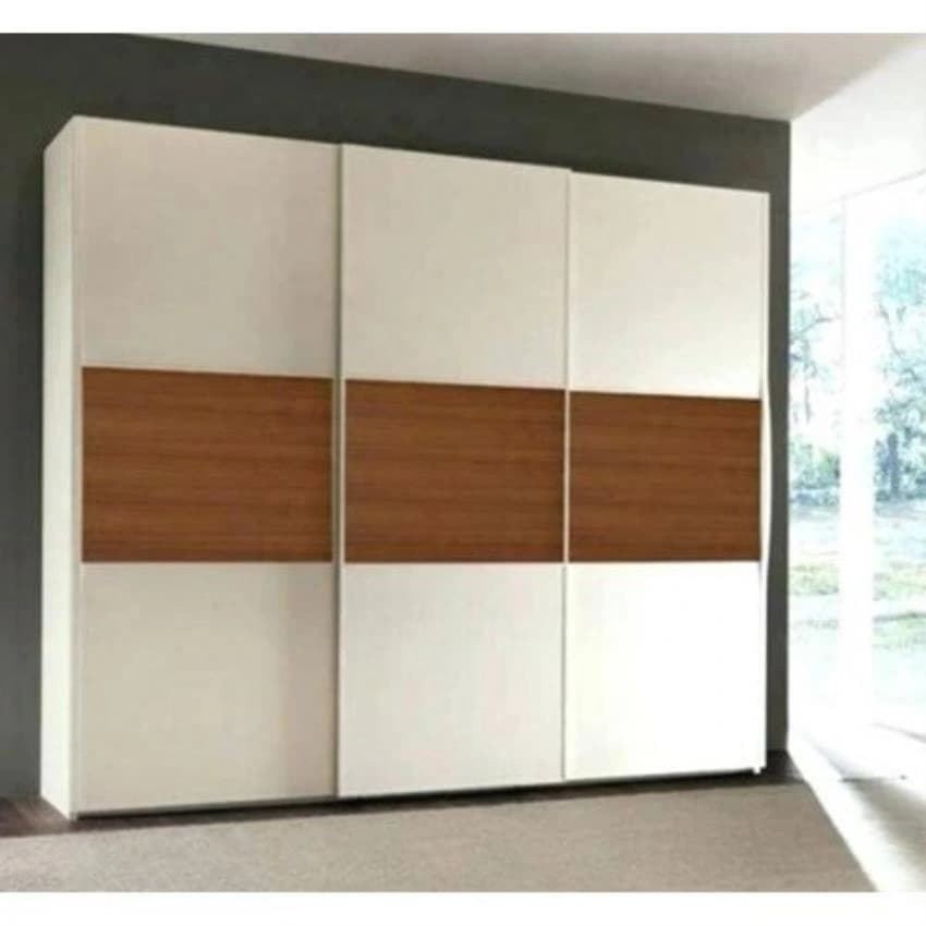 Kamco White and Brown Wooden Sliding Wardrobe