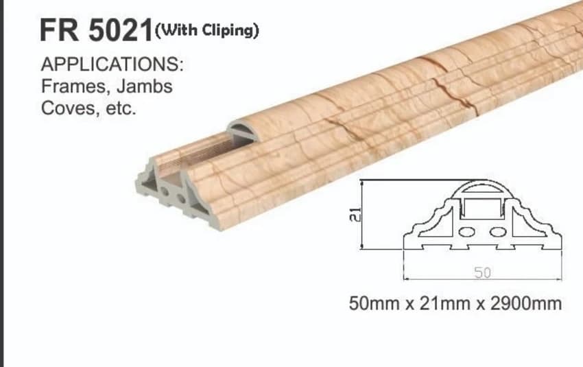 Marble Moulding with Clip, Size: 50mmx22mmx2900mm