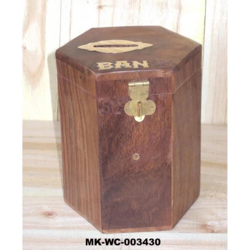 Polished Brown Wooden Mini Bank, Packaging Type: Proper Packing